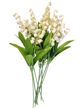 Artificial Lily Of The Valley Flowers 8 Stem Bunch Faux White Floral Bouquet Rea